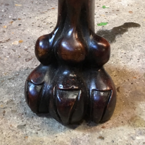 Carved desk leg repaired by 3 restorers of Hitchin